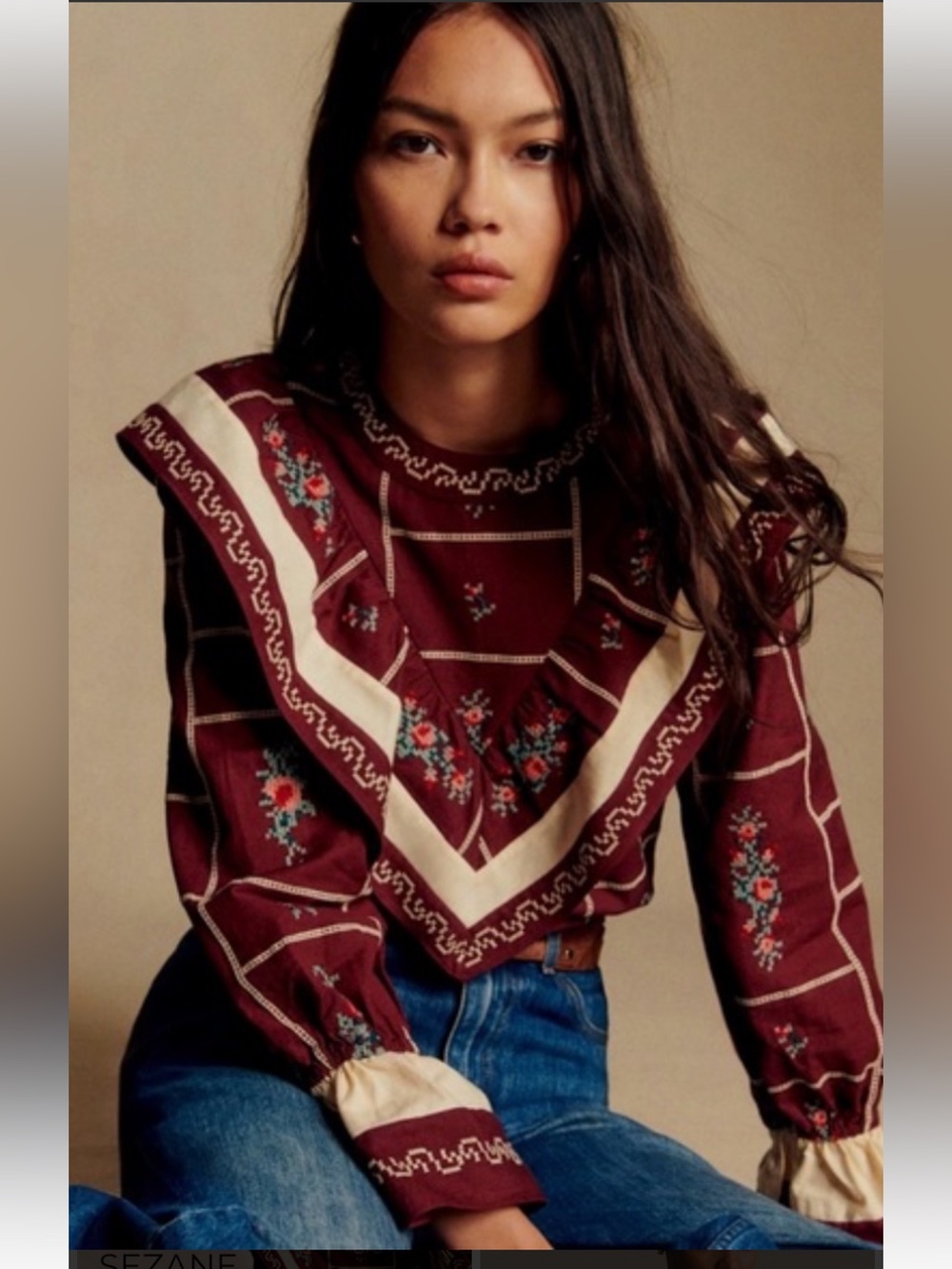 Sezane Francy embroidered blouse